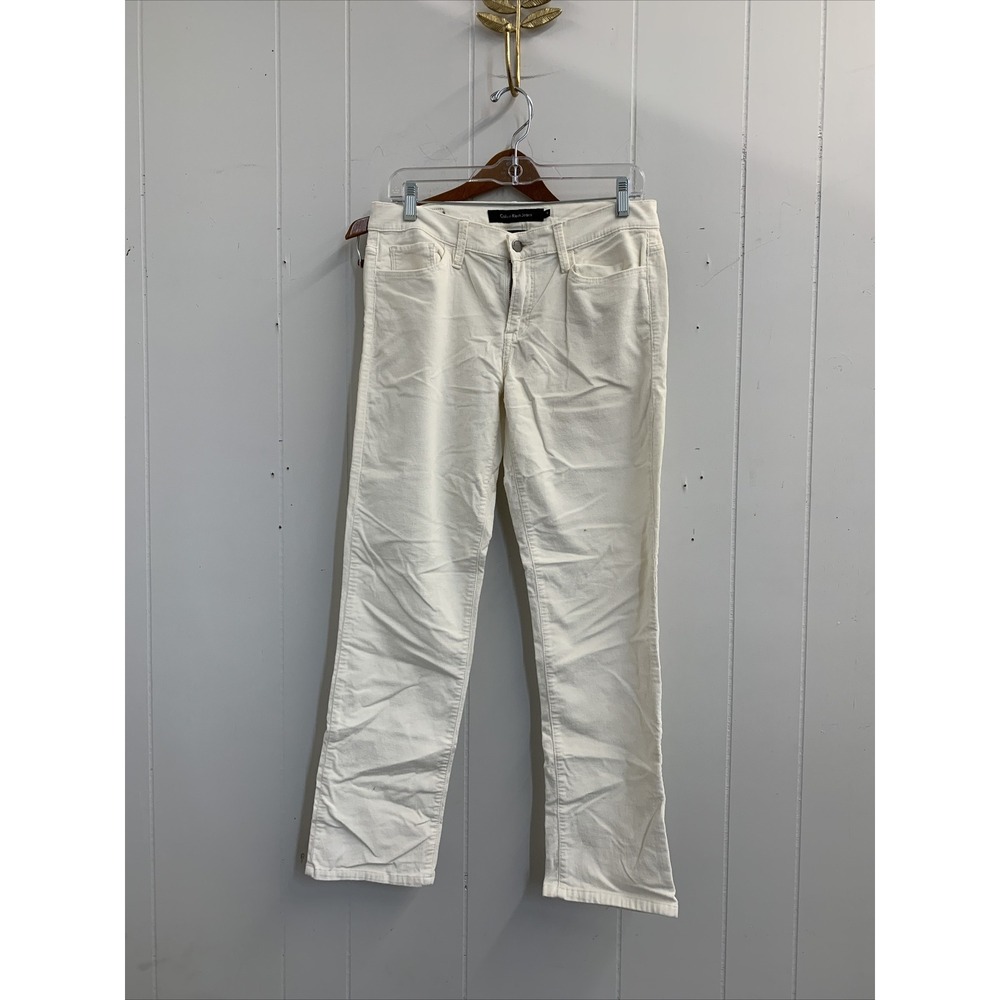 Calvin Klein Pants Women's 10 Grey Corduroy Trousers Straight Leg Regular Fit